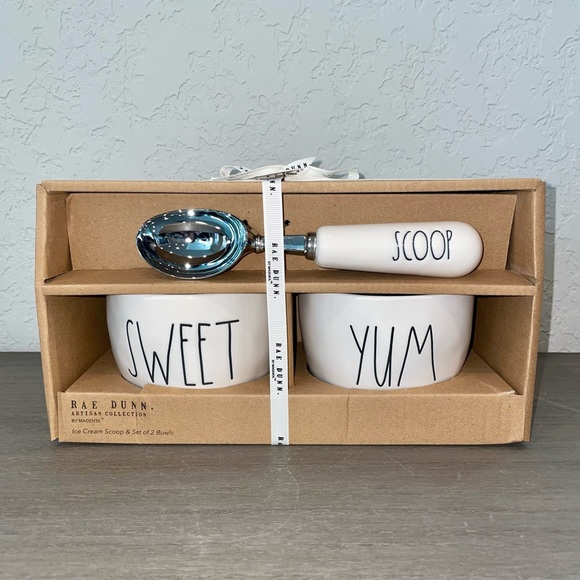 Rae Dunn Other - Rae Dunn Set of Ice Cream SCOOP and 2 Bowls SWEET and YUM